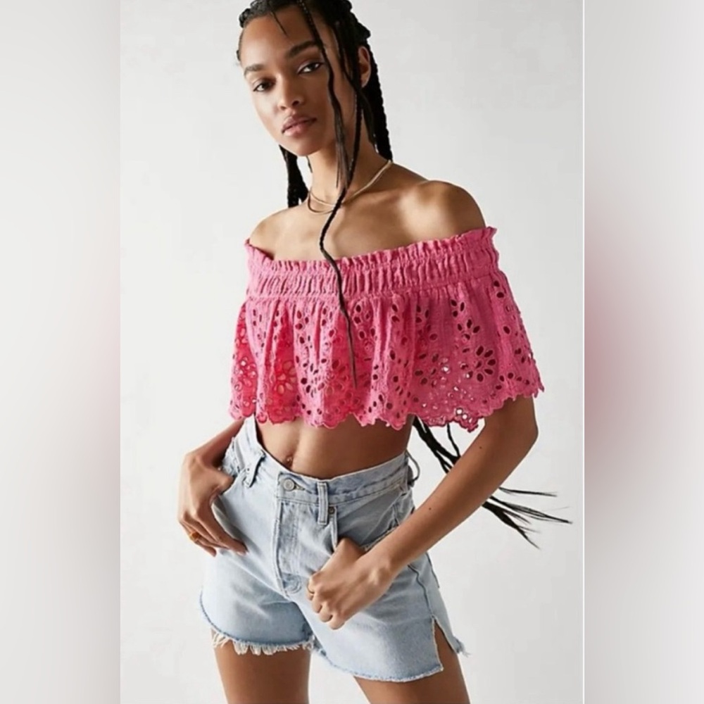 NWT free people one perla top in hot pink